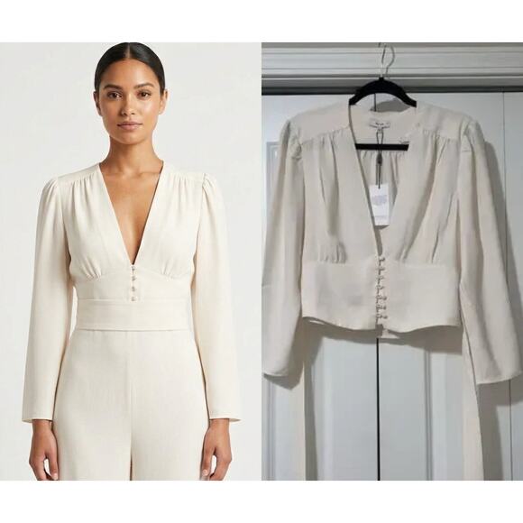 Reiss Tops - Alena Plunge Plain Blouse